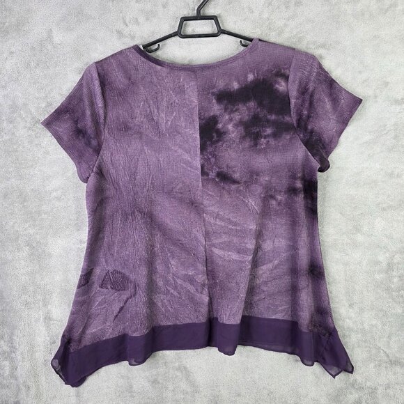 Womens Simply Vera Vera Wang Purple Textured Top Short Sleeve Polyester Blend 1X - Picture 4 of 8
